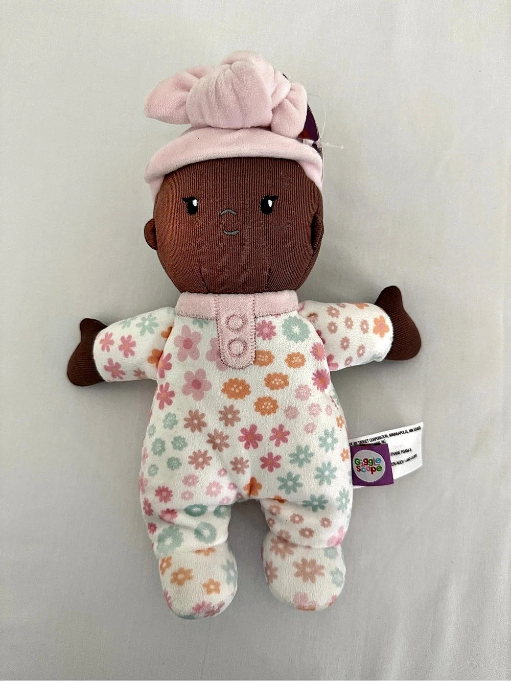 Giggle Scope Floral Plush Doll Pink & White